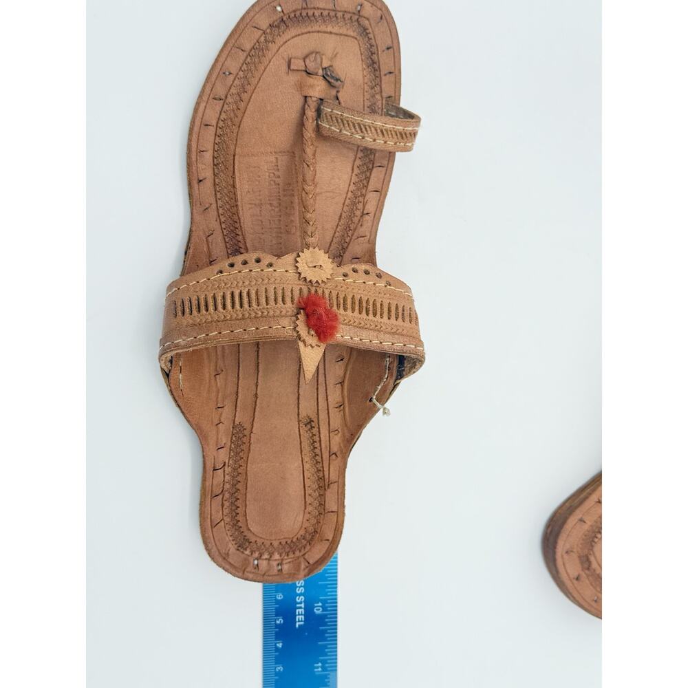 Handmade Leather Kolhapuri Sandals Women Ethnic Indian Flat Boho Slipper Sz 9 - Picture 9 of 14